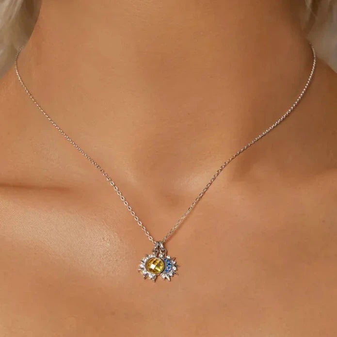 Deva 100% 925 Sterling Silver Moon Silver Necklaces Close View