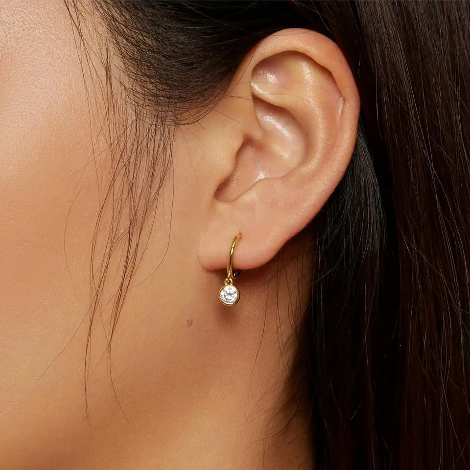 Deva 100% 925 Sterling Silver Waterdrop Hoop Earrings Gold Side Wear Show