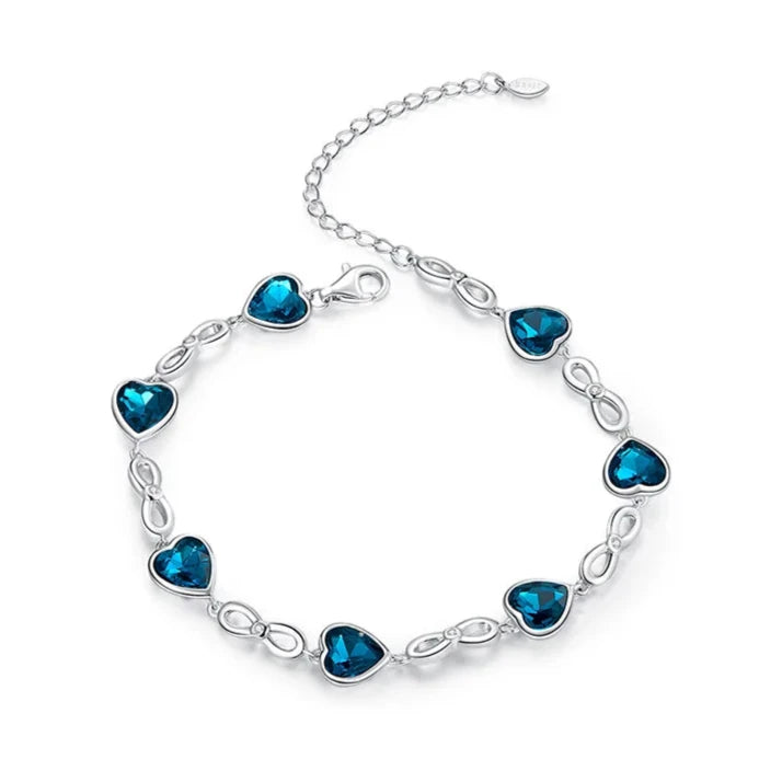 Deva Blue Heart Luxury 100% 925 Sterling Silver Bracelets