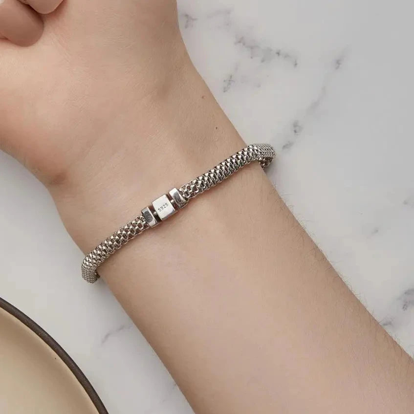 Deva Classic Square Buckle 100% 925 Sterling Silver Bracelets Back View