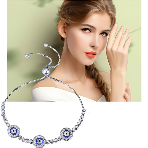 Deva Round Blue Evil Eyes 925 Sterling Silver Bracelets | Fashion Bracelets