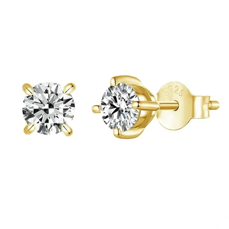 Deva Silver Gold Plated Push-back Stud Earrings