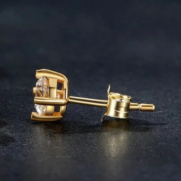 Deva Silver Gold Plated Push-back Stud Earrings Gold Front View2