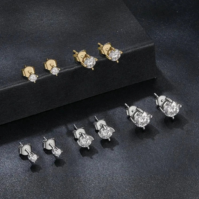 Deva Silver Gold Plated Push-back Stud Earrings Side View