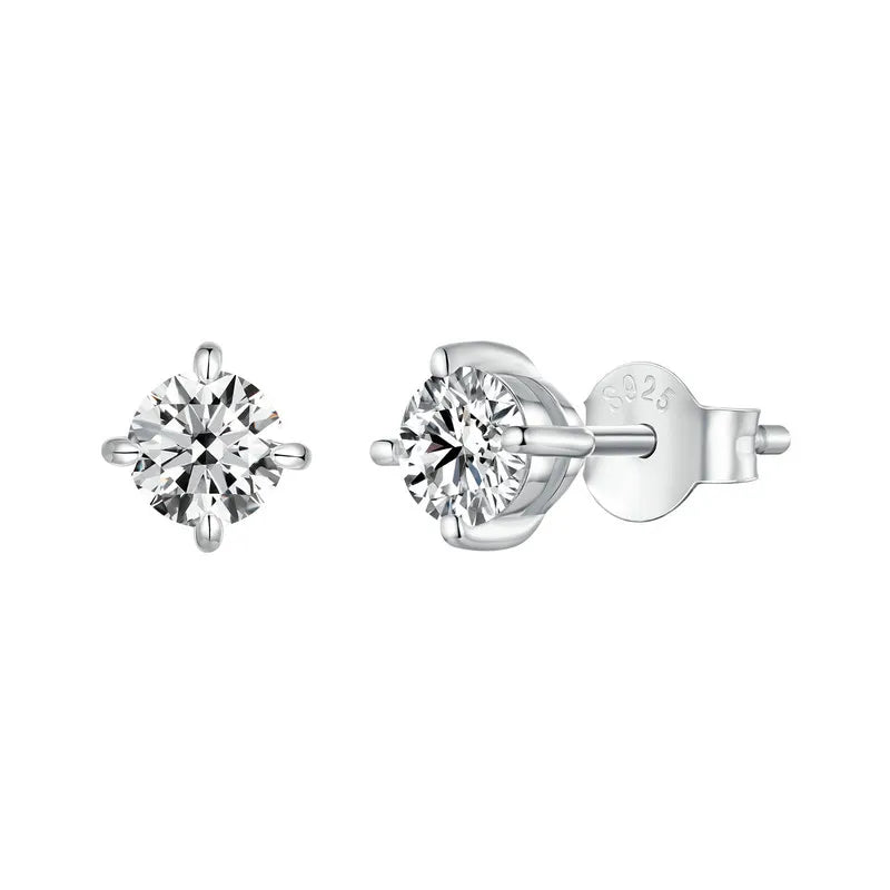 Deva Silver Gold Plated Push-back Stud Earrings Silver White background