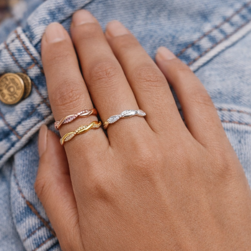 Deva 925 Sterling Silver Simple Twisted Ring 14K Gold Plated