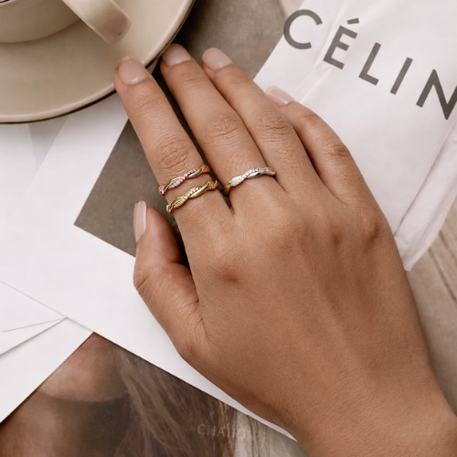 Deva 925 Sterling Silver Simple Twisted Ring 14K Gold Plated