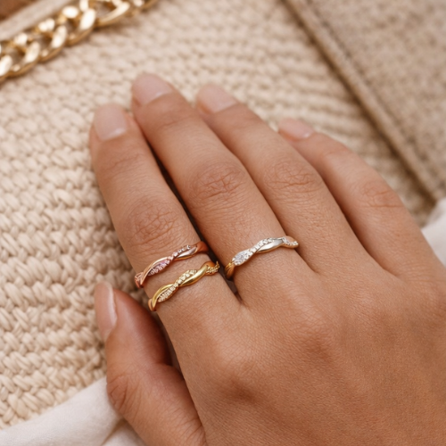Deva 925 Sterling Silver Simple Twisted Ring 14K Gold Plated
