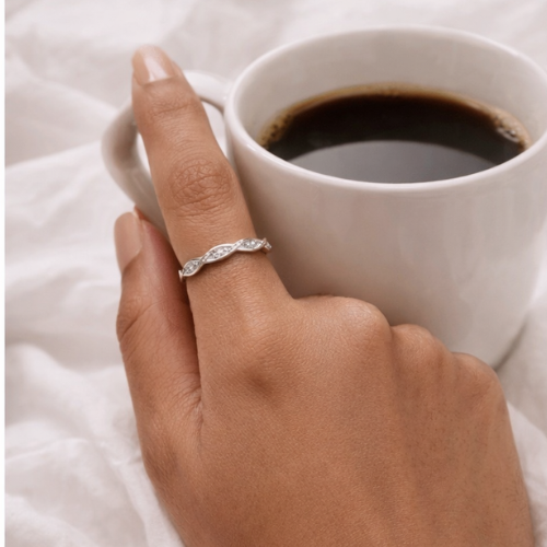 Deva 925 Sterling Silver Simple Twisted Ring 14K Gold Plated