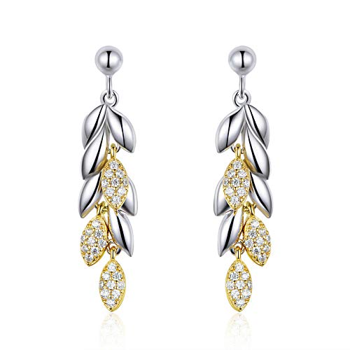 925 Sterling Silver Plant Shape Drop Earrings