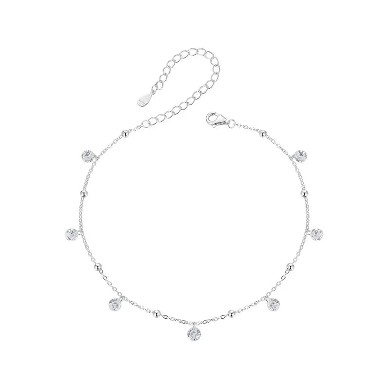Deva 100% 925 Sterling Silver Dazzling Zirconia Ankle Anklet | Silver Anklets | Anklets For Women | Fashion Jewelry