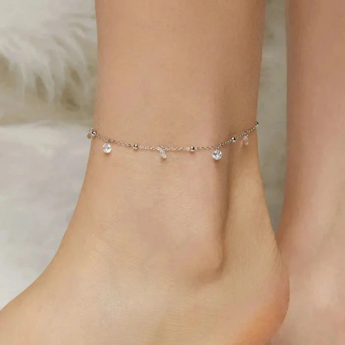 Deva 100% 925 Sterling Silver Dazzling Zirconia Ankle Anklet | Silver Anklets | Anklets For Women | Fashion Jewelry