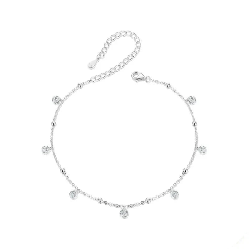 Deva 100% 925 Sterling Silver Dazzling Zirconia Ankle Anklet | Silver Anklets | Anklets For Women | Fashion Jewelry