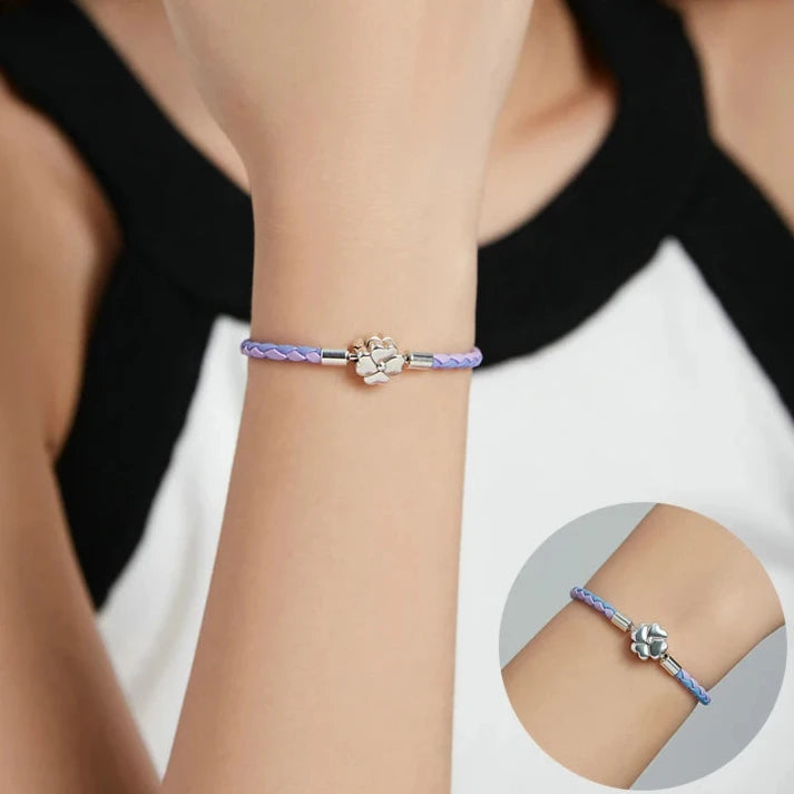 Deva 100% 925 Sterling Silver Four Leaf Clover Lucky Bracelets | Fashion Bracelets | Leather Bracelets