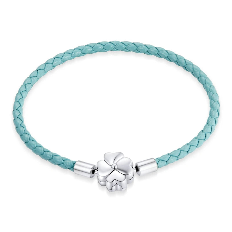 Deva 100% 925 Sterling Silver Four Leaf Clover Lucky Bracelets | Fashion Bracelets | Leather Bracelets