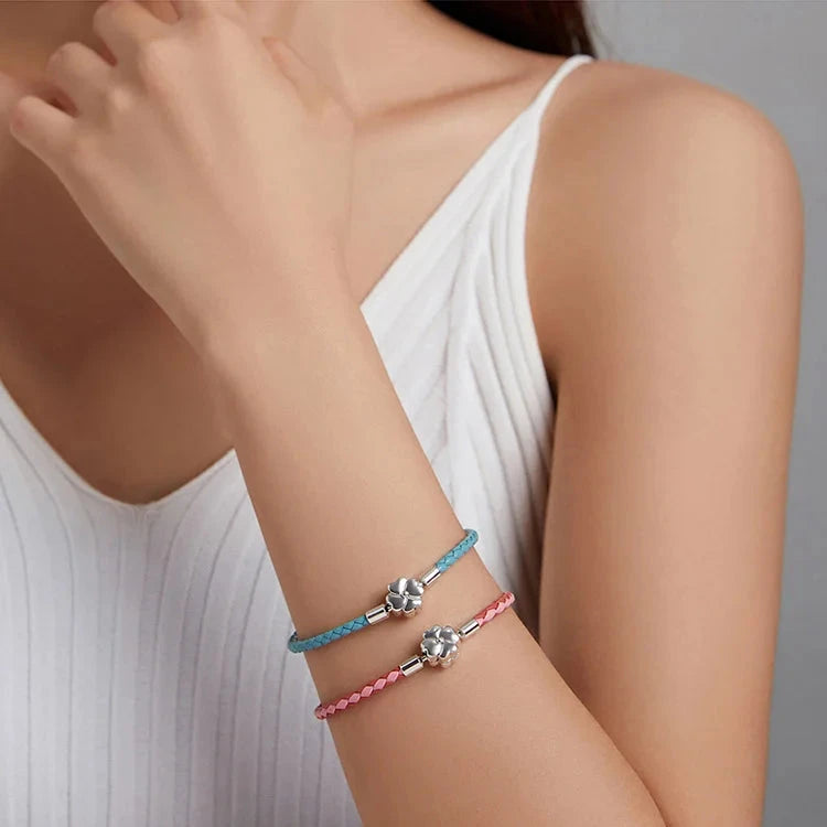Deva 100% 925 Sterling Silver Four Leaf Clover Lucky Bracelets | Fashion Bracelets | Leather Bracelets