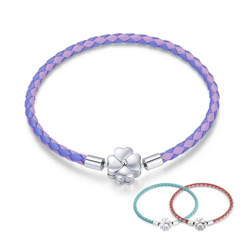 Deva 100% 925 Sterling Silver Four Leaf Clover Lucky Bracelets | Fashion Bracelets | Leather Bracelets
