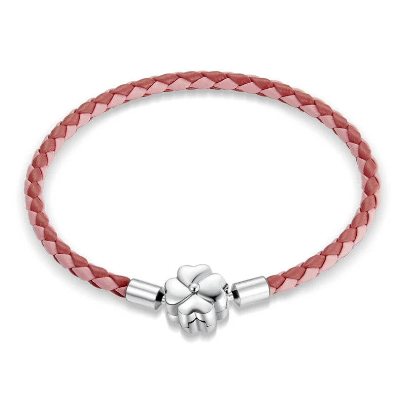 Deva 100% 925 Sterling Silver Four Leaf Clover Lucky Bracelets | Fashion Bracelets | Leather Bracelets
