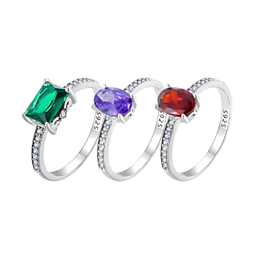Deva 100% 925 Sterling Silver Gemstone Pave Setting Rings