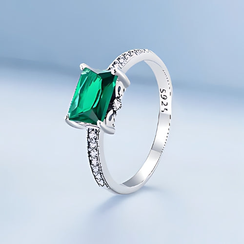 Deva 100% 925 Sterling Silver Gemstone Pave Setting Rings Green Blue Background