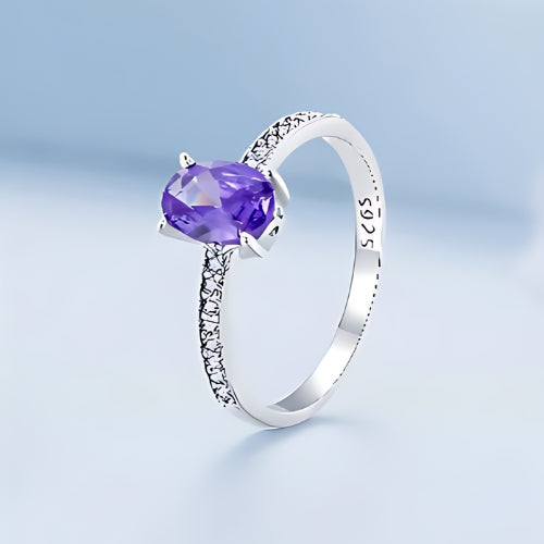 Deva 100% 925 Sterling Silver Gemstone Pave Setting Rings Purple Blue Background