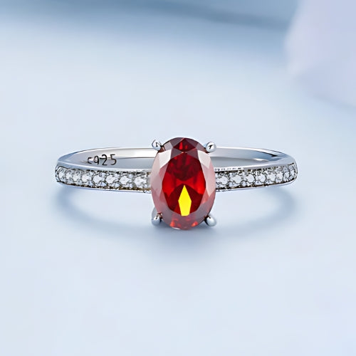 Deva 100% 925 Sterling Silver Gemstone Pave Setting Rings Red Background Blue 