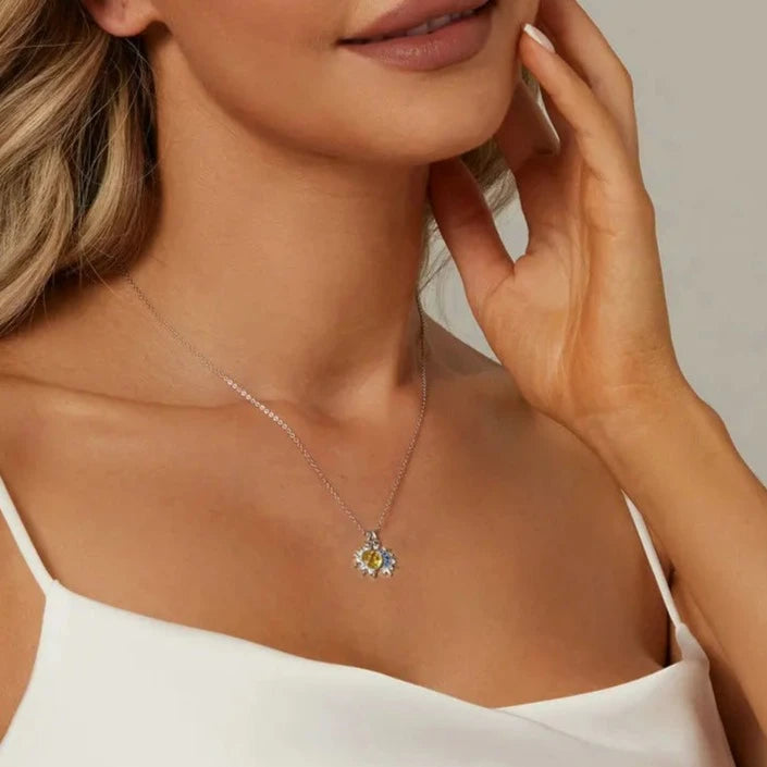 Deva 100% 925 Sterling Silver Moon Silver Necklaces Wearing View