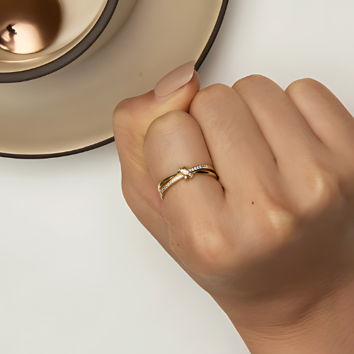 Deva 100% 925 Sterling Silver Pave Setting Rings | Gold Rings Wearing Shot