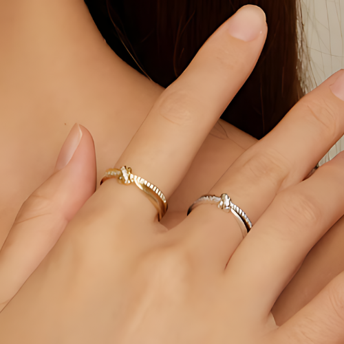 Deva 100% 925 Sterling Silver Pave Setting Rings | Silver & Gold Rings Wearing Shot