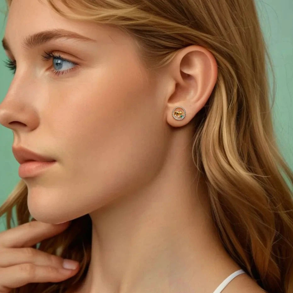 Deva 100% 925 Sterling Silver Push Back Stud Earrings Wearing View