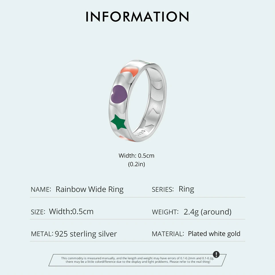 Deva  100% 925 Sterling Silver Rainbow Sweet Rings Information