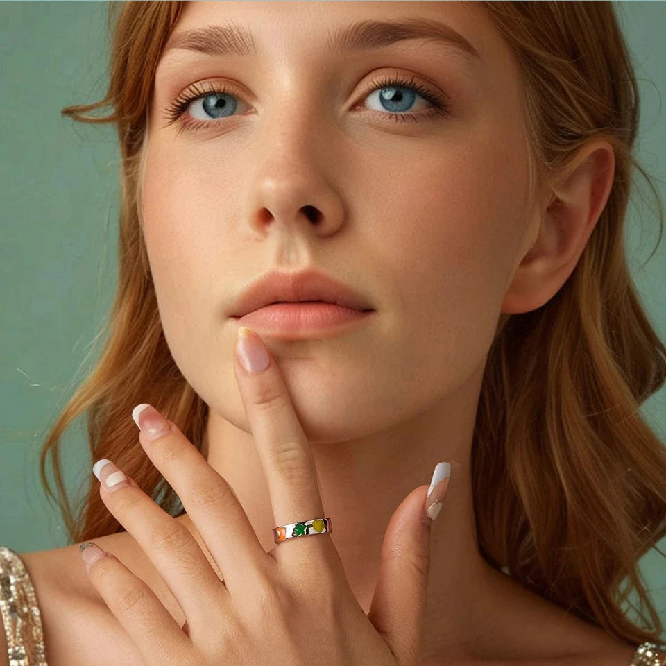 Deva  100% 925 Sterling Silver Rainbow Sweet Rings Model View