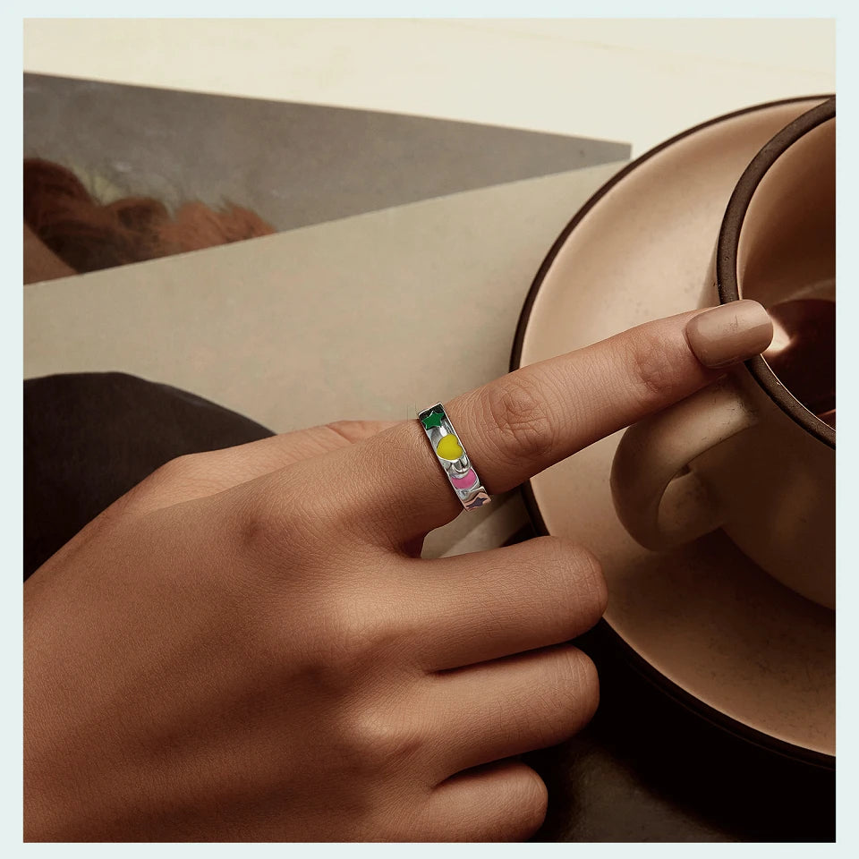 Deva  100% 925 Sterling Silver Rainbow Sweet Rings New Model View