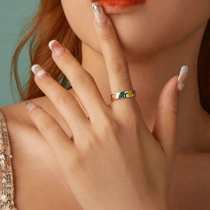 Deva  100% 925 Sterling Silver Rainbow Sweet Rings Wear View 1
