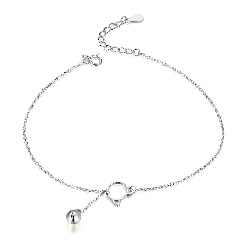 Deva 100% 925 Sterling Silver Simple Bell And Cat Ankle Anklet | Silver Anklets | Anklets for Women | Anklet Bracelet