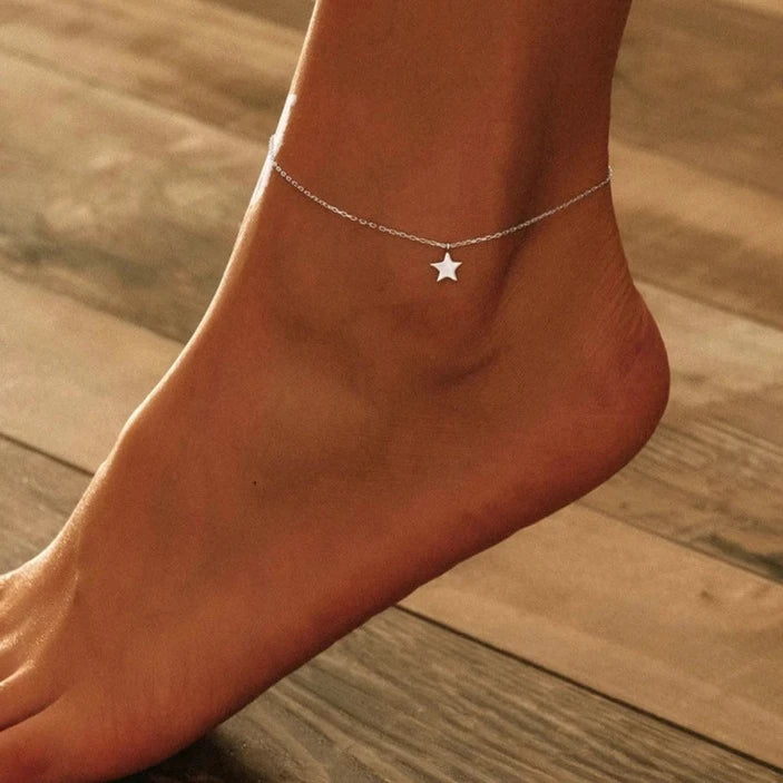 Deva 100% 925 Sterling Silver Star Ankle Anklet | Silver Anklets | Anklets For Women | Fashion Jewelry | Anklet Bracelet