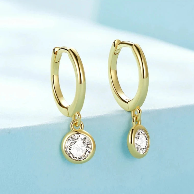 Deva 100% 925  Sterling Silver Waterdrop Hoop Earrings Gold Show