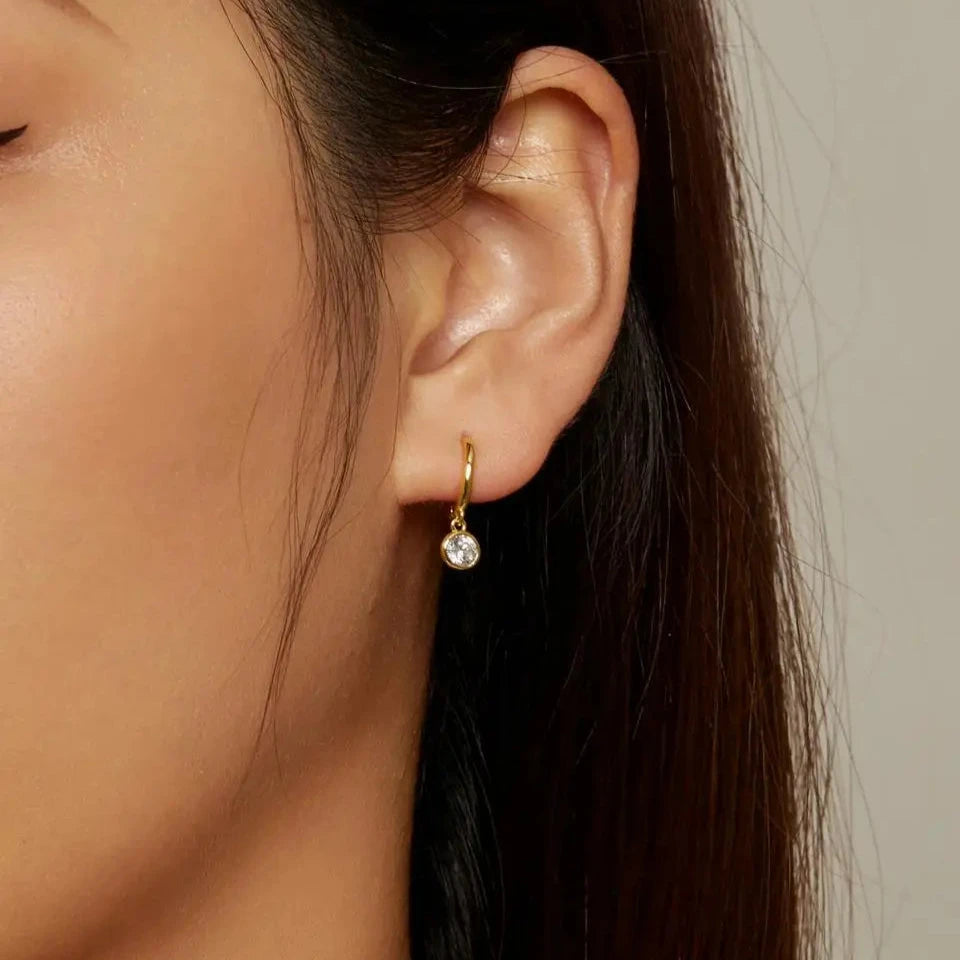 Deva 100% 925  Sterling Silver Waterdrop Hoop Earrings Gold Wear Show