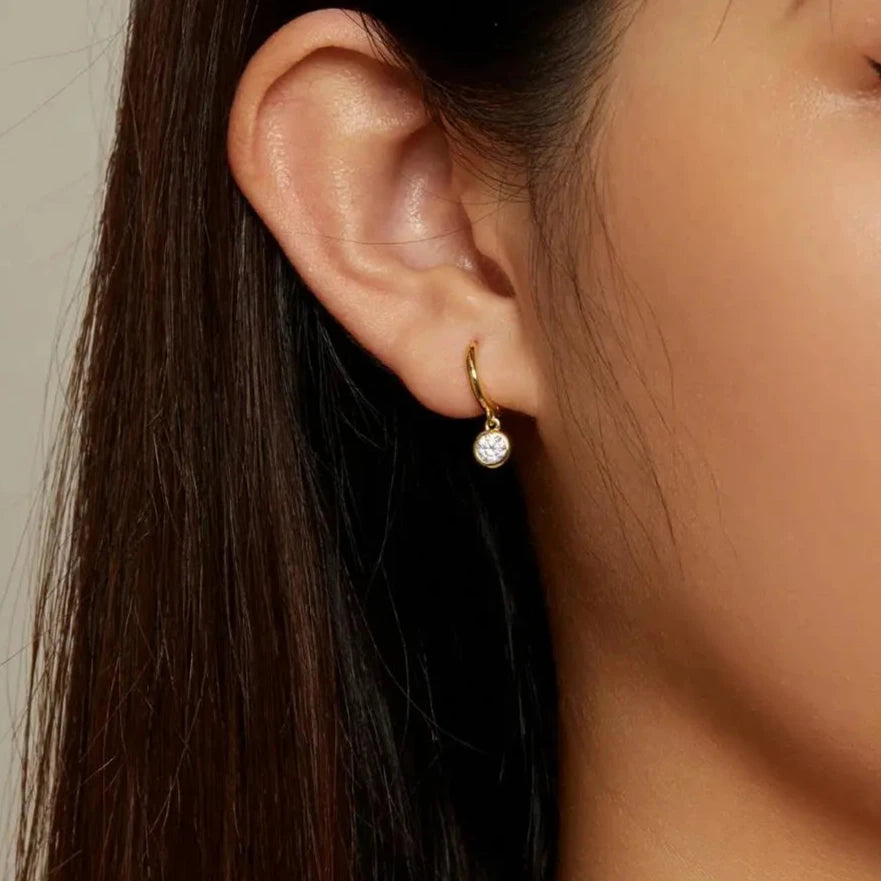 Deva 100% 925  Sterling Silver Waterdrop Hoop Earrings Wear View Gold