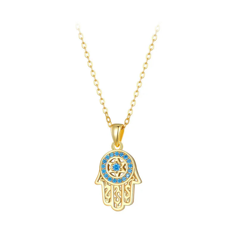 Deva 100% 925 sterling silver Hand Pendant Necklaces Gold View