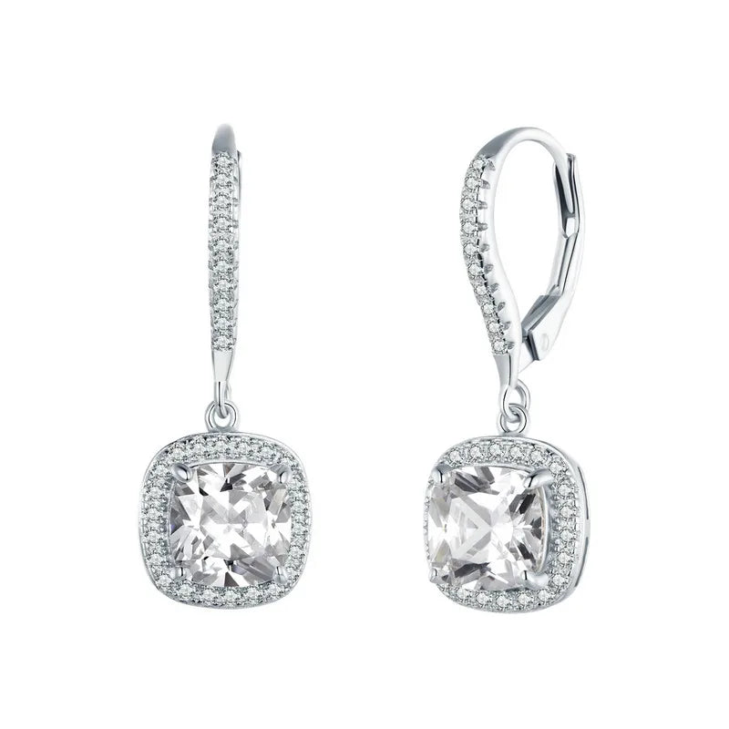 Deva 925 Sterling Silver Authentic Geometric Drop Earrings Silver