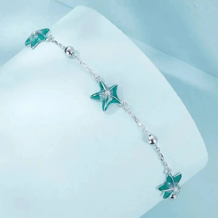 Deva 925 Sterling Silver Blue-Green Ankle Anklet | Silver Anklets | Anklets for Women | Anklet Bracelet