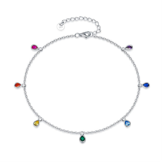 Deva 925 Sterling Silver Crystal Ankle Anklet | Anklets For Women | Silver Anklets