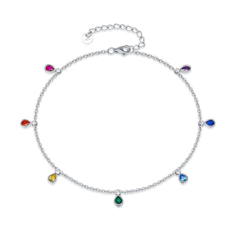 Deva 925 Sterling Silver Crystal Ankle Anklet | Anklets For Women | Silver Anklets