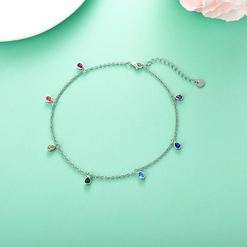 Deva 925 Sterling Silver Crystal Ankle Anklet | Anklets For Women | Silver Anklets
