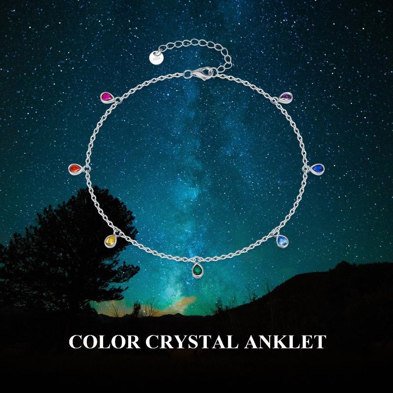 Deva 925 Sterling Silver Crystal Ankle Anklet | Anklets For Women | Silver Anklets