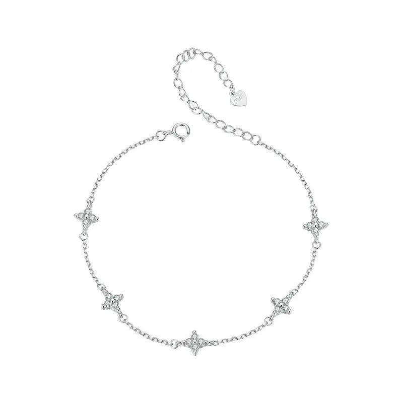 Deva 925 Sterling Silver Four-Leaf Clover Ankle Anklet | Silver Anklets |Anklets for Women | Anklet Bracelet