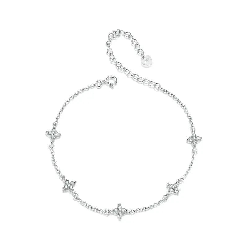 Deva 925 Sterling Silver Four-Leaf Clover Ankle Anklet | Silver Anklets |Anklets for Women | Anklet Bracelet