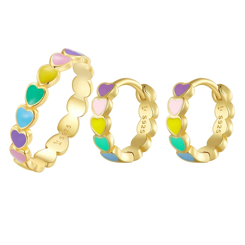 Deva 925 Sterling Silver Jewelry Set Heart Ring & Earrings | Silver Earrings | Gold Earrings