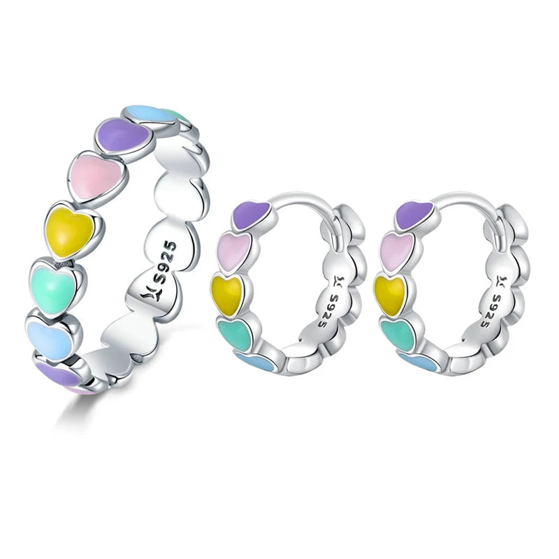 Deva 925 Sterling Silver Jewelry Set Heart Ring & Earrings | Silver Earrings | Gold Earrings